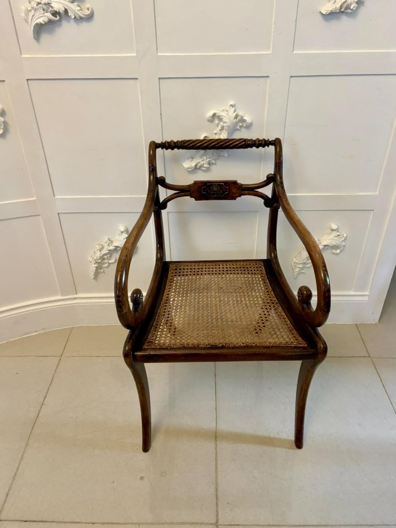 Antique Regency Mahogany Dining Chairs – Set of Six with Cane Seats, Five Singles & One Carver - Image 24